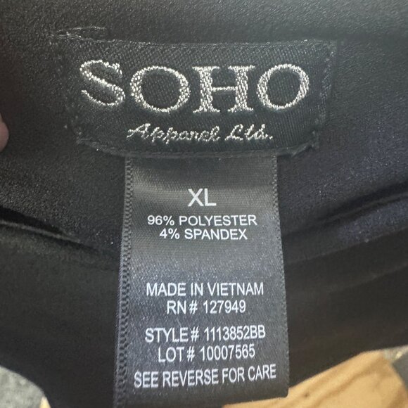Soho Apparel Ltd Black Pull On Stretch Pants XL Machine Washable - Picture 5 of 6
